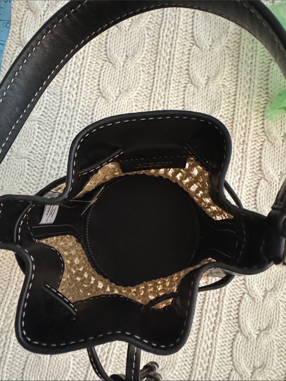 J.Crew Drawstring bag in straw and leather CR888 - Picture 9 of 10
